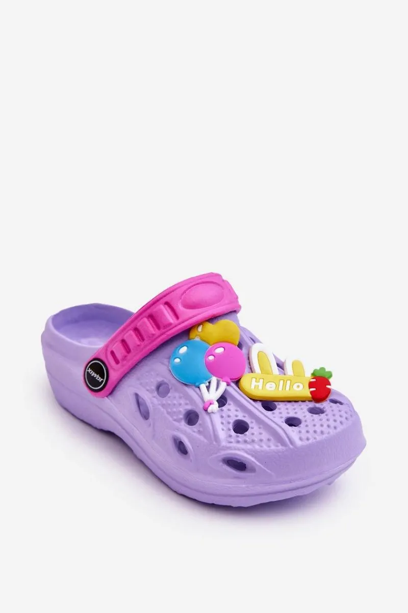Discount Boto Dziecięce Piankowe Lekkie Kroksy Klapki Fioletowe Sweets