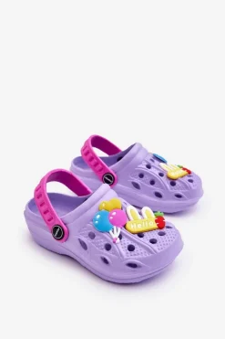 Discount Boto Dziecięce Piankowe Lekkie Kroksy Klapki Fioletowe Sweets