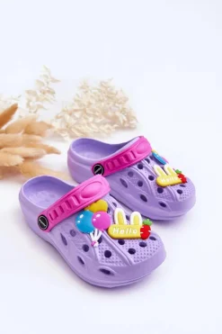 Discount Boto Dziecięce Piankowe Lekkie Kroksy Klapki Fioletowe Sweets