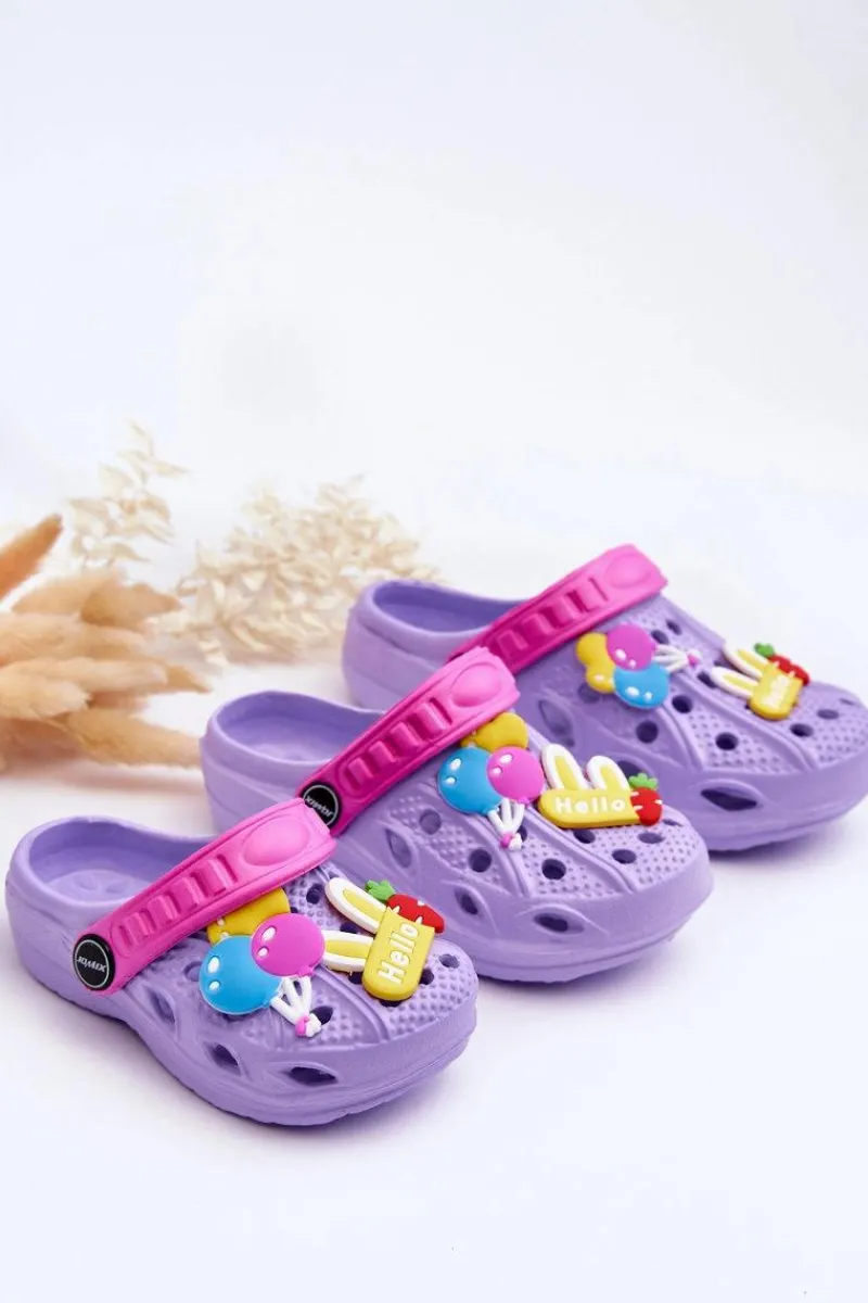 Discount Boto Dziecięce Piankowe Lekkie Kroksy Klapki Fioletowe Sweets