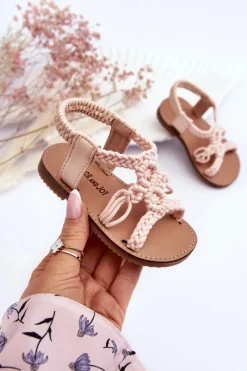 Dziewczęce>Boto Dziecięce Plecione Wsuwane Sandały Różowe Tracy Różowy