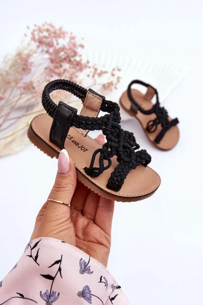 Outlet Boto Dziecięce Plecione Wsuwane Sandały Czarne Tracy Czarny