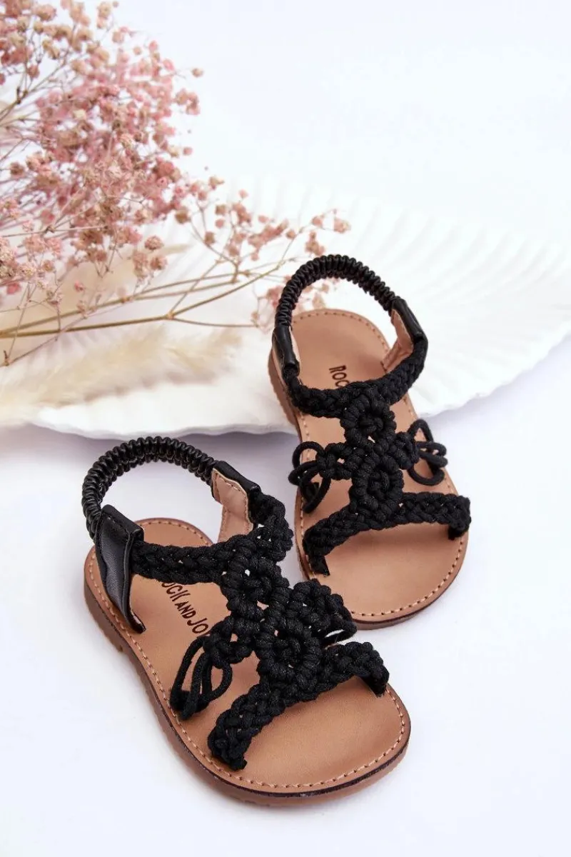Outlet Boto Dziecięce Plecione Wsuwane Sandały Czarne Tracy Czarny