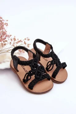 Outlet Boto Dziecięce Plecione Wsuwane Sandały Czarne Tracy Czarny