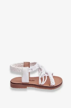 New Dziecięce Plecione Wsuwane Sandały Białe Tracy Dzieci Dziewczęce