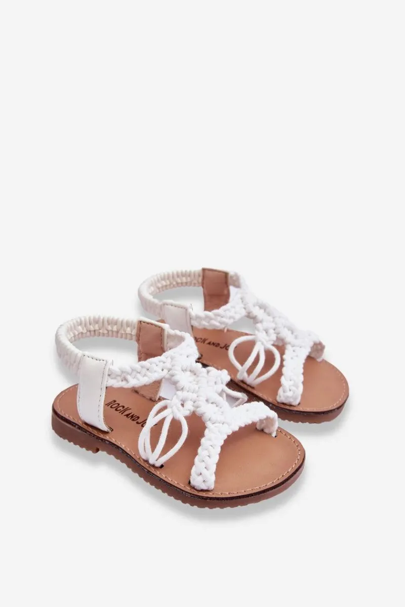 New Dziecięce Plecione Wsuwane Sandały Białe Tracy Dzieci Dziewczęce