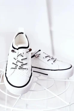 Outlet Dziecięce Przewiewne Trampki Białe Kids Club Dzieci Chłopięce|Dziewczęce