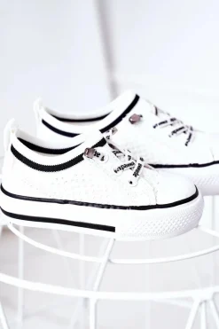 Outlet Dziecięce Przewiewne Trampki Białe Kids Club Dzieci Chłopięce|Dziewczęce