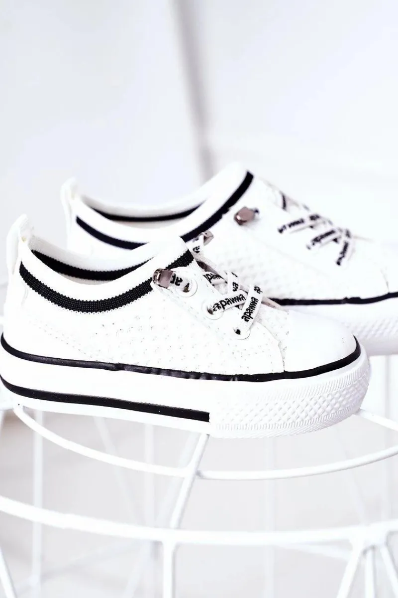 Outlet Dziecięce Przewiewne Trampki Białe Kids Club Dzieci Chłopięce|Dziewczęce