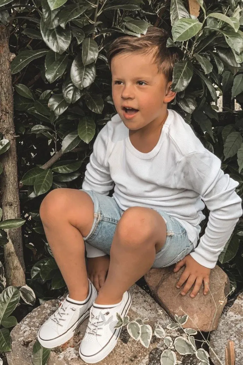 Outlet Dziecięce Przewiewne Trampki Białe Kids Club Dzieci Chłopięce|Dziewczęce