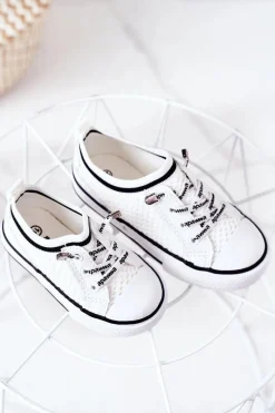 Outlet Dziecięce Przewiewne Trampki Białe Kids Club Dzieci Chłopięce|Dziewczęce