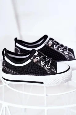 Sale Boto Dziecięce Przewiewne Trampki Czarne Kids Club