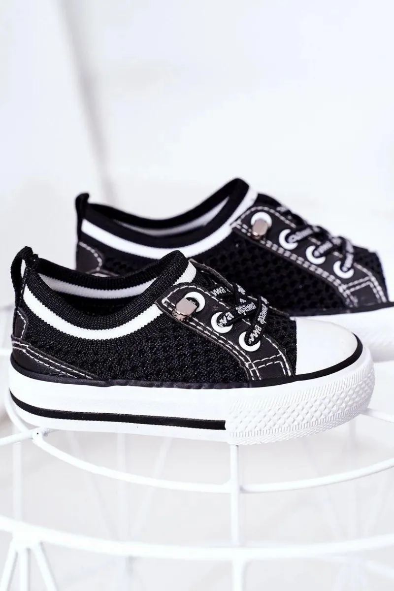 Sale Boto Dziecięce Przewiewne Trampki Czarne Kids Club