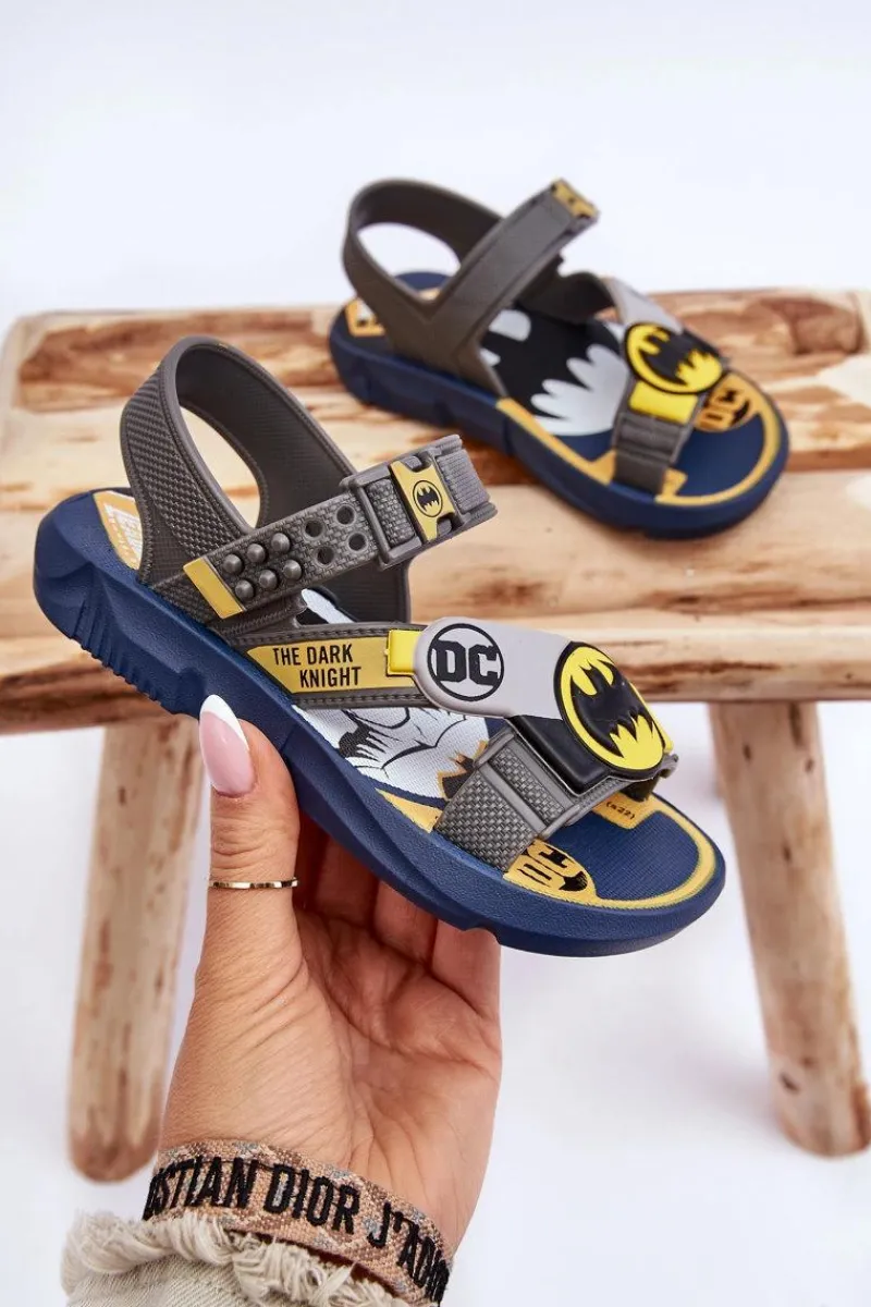New Dziecięce Sandałki Batman Grendene Kids JJ385049 Szare Dzieci Chłopięce
