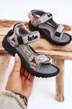 New Lee Cooper Dziecięce Sandałki LCW-23-34-1681 Szaro-Różowe