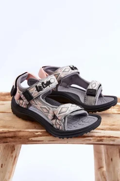 New Lee Cooper Dziecięce Sandałki LCW-23-34-1681 Szaro-Różowe