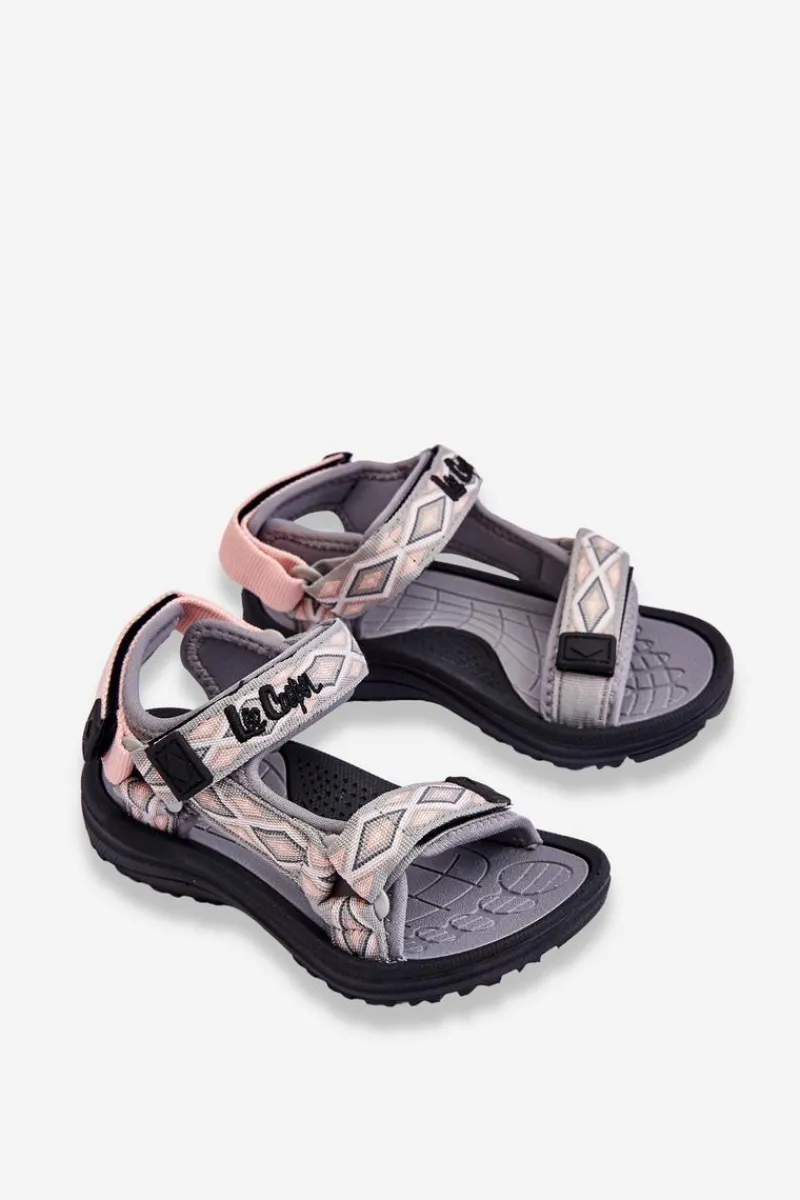 New Lee Cooper Dziecięce Sandałki LCW-23-34-1681 Szaro-Różowe