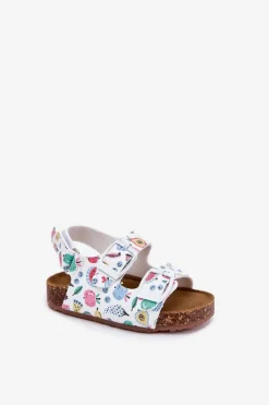 Dziewczęce|Chłopięce>Boto Dziecięce Sandałki Na Korkowej Podeszwie Z Klamrami Owoce Białe Thessa Biały