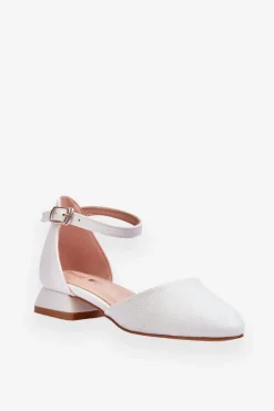 New Dziecięce Sandałki Na Niskim Obcasie Jasnosrebrne Nelly Dzieci Dziewczęce