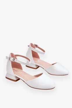 New Dziecięce Sandałki Na Niskim Obcasie Jasnosrebrne Nelly Dzieci Dziewczęce