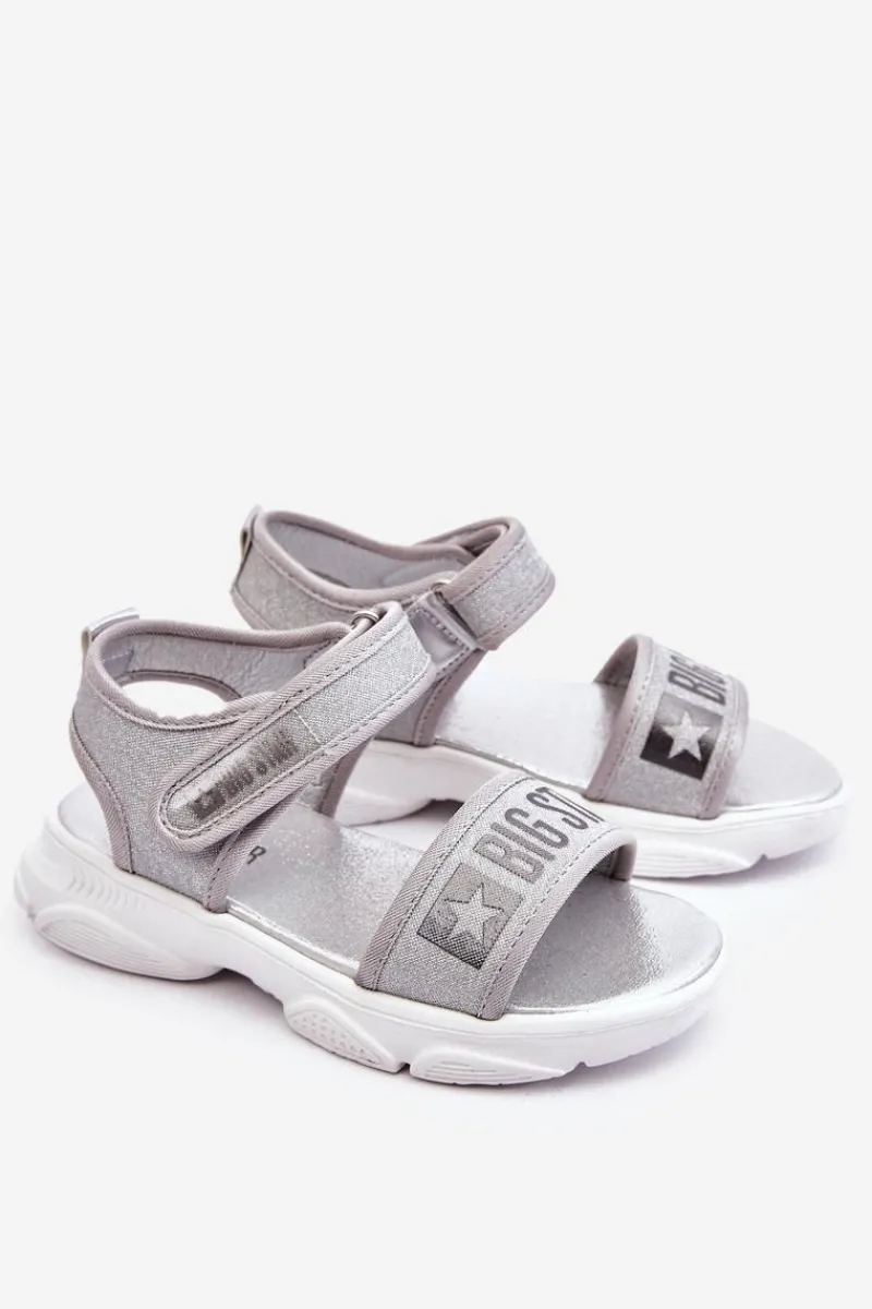 Best Big Star Shoes Dziecięce Sandałki Na Rzep Big Star LL374194 Srebrne Srebrny