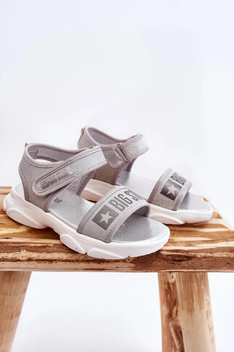 Best Big Star Shoes Dziecięce Sandałki Na Rzep Big Star LL374194 Srebrne Srebrny