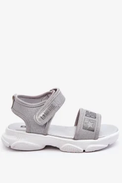 Best Big Star Shoes Dziecięce Sandałki Na Rzep Big Star LL374194 Srebrne Srebrny