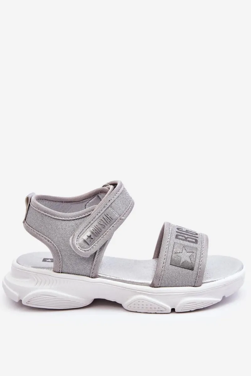 Best Big Star Shoes Dziecięce Sandałki Na Rzep Big Star LL374194 Srebrne Srebrny