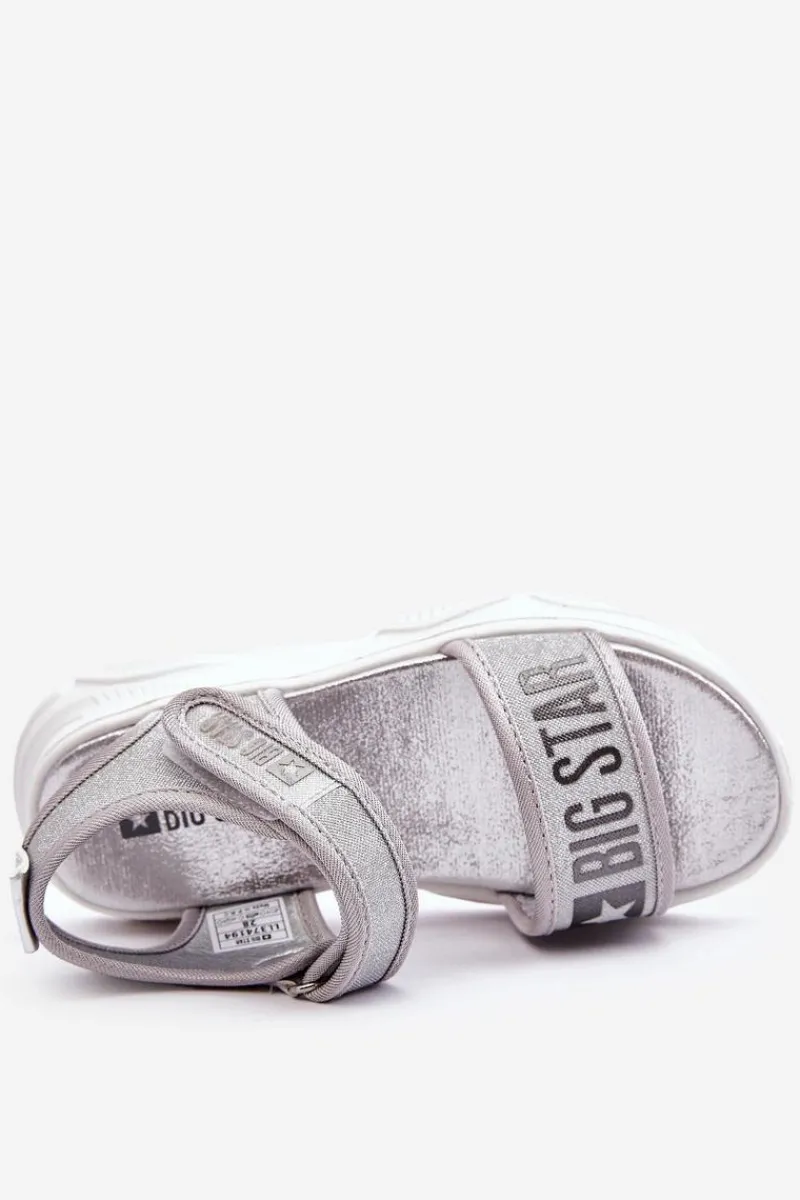 Best Big Star Shoes Dziecięce Sandałki Na Rzep Big Star LL374194 Srebrne Srebrny