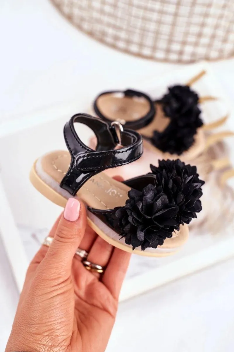 Online Dziecięce Sandałki Na Rzep Świecące Czarne Milena Dzieci Dziewczęce