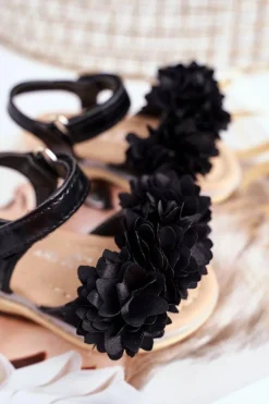 Online Dziecięce Sandałki Na Rzep Świecące Czarne Milena Dzieci Dziewczęce