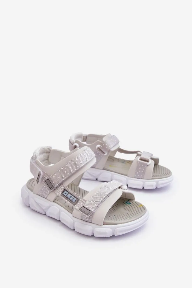 Online Big Star Shoes Dziecięce Sandałki Na Rzep Big Star LL374201 Biało-Srebrne