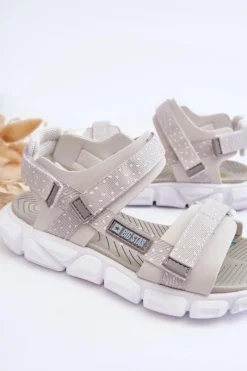 Online Big Star Shoes Dziecięce Sandałki Na Rzep Big Star LL374201 Biało-Srebrne