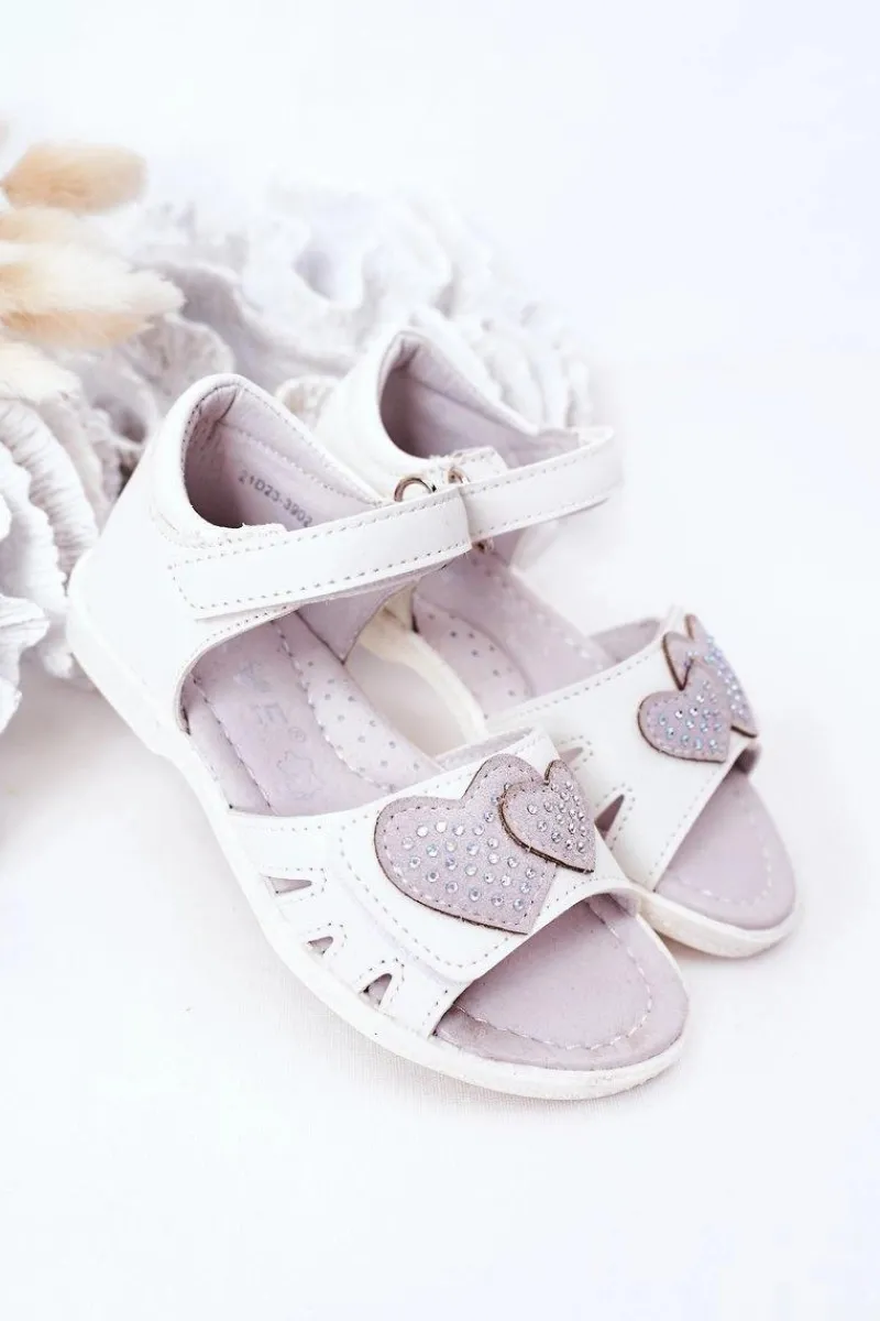 Dziewczęce>Evento Dziecięce Sandałki Na Rzep Białe My Heart