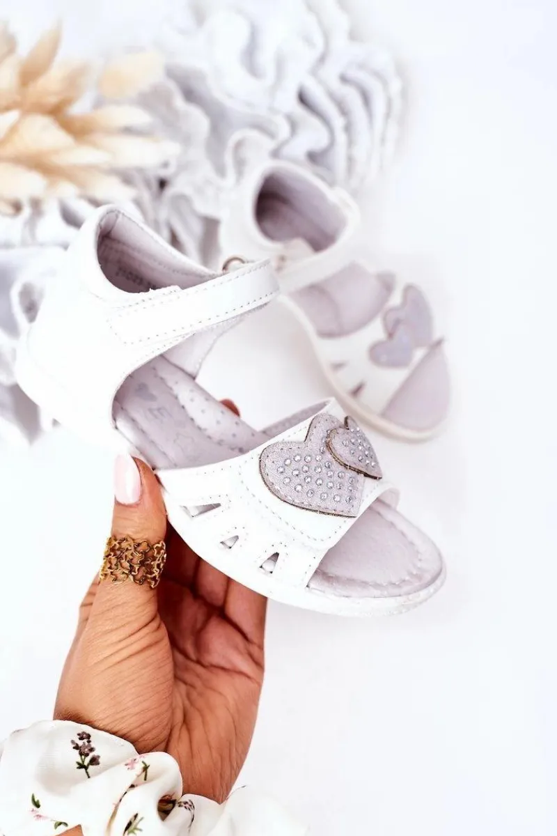 Dziewczęce>Evento Dziecięce Sandałki Na Rzep Białe My Heart