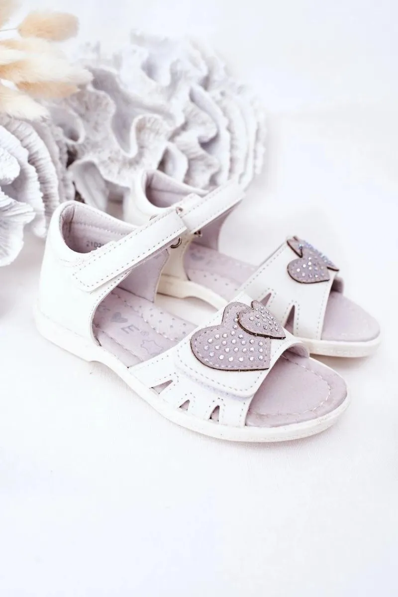 Dziewczęce>Evento Dziecięce Sandałki Na Rzep Białe My Heart