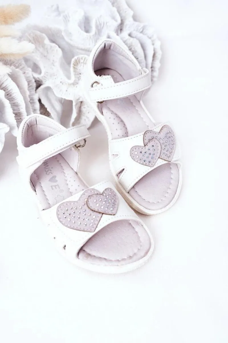 Dziewczęce>Evento Dziecięce Sandałki Na Rzep Białe My Heart