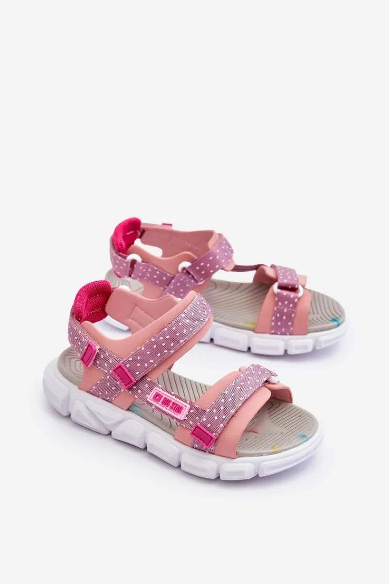 Dziewczęce|Sandały Big Star>Big Star Shoes Dziecięce Sandałki Na Rzep Big Star LL374202 Różowe Różowy