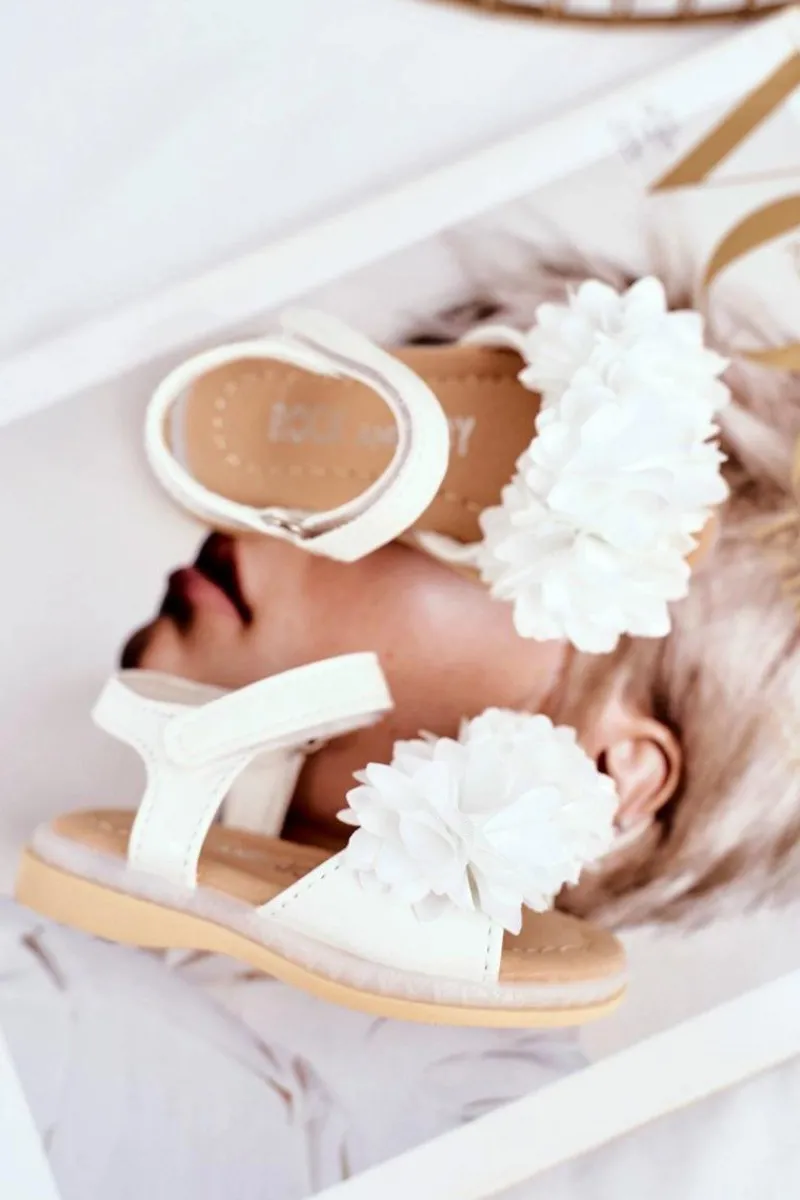 Dziewczęce>Boto Dziecięce Sandałki Na Rzep Świecące Białe Milena