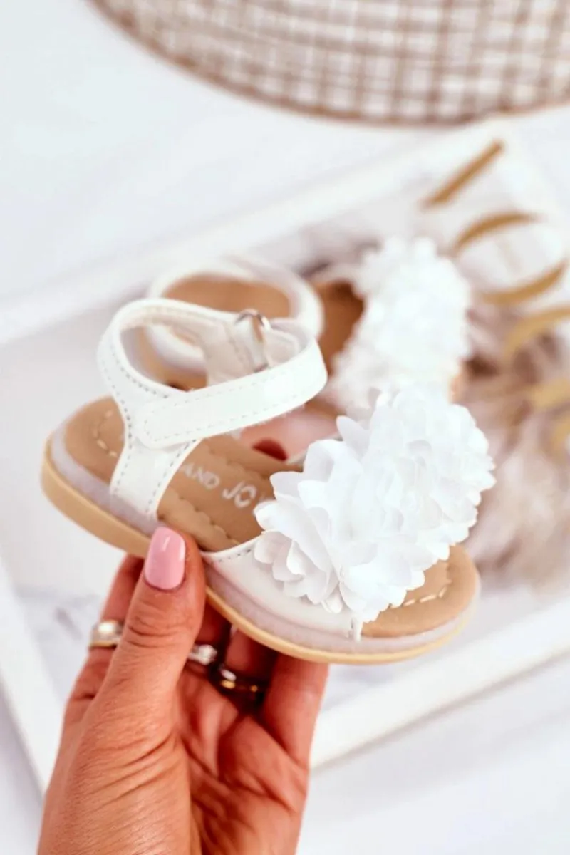 Dziewczęce>Boto Dziecięce Sandałki Na Rzep Świecące Białe Milena