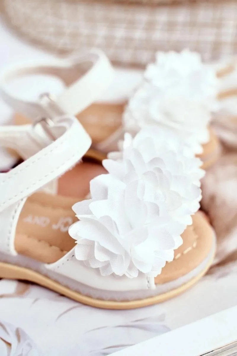 Dziewczęce>Boto Dziecięce Sandałki Na Rzep Świecące Białe Milena