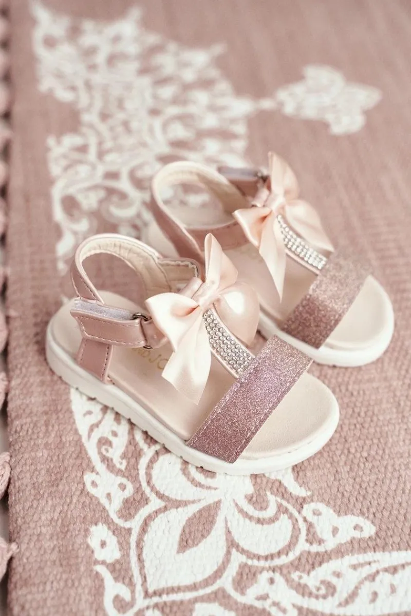 Hot Dziecięce Sandałki Na Rzepy Dla Dziewczynki Champagne Bella Dzieci Dziewczęce