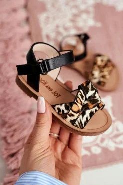 Best Boto Dziecięce Sandałki Na Rzepy Dla Dziewczynki Panterka Mimi