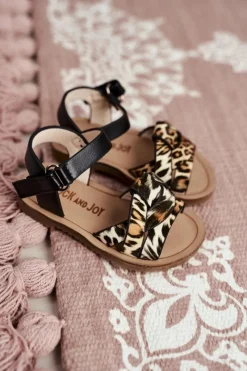 Best Boto Dziecięce Sandałki Na Rzepy Dla Dziewczynki Panterka Mimi