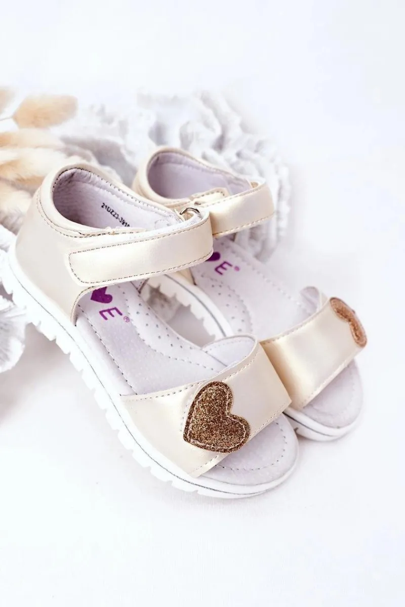 Dziewczęce>Evento Dziecięce Sandałki Na Rzepy Złote Sweetheart