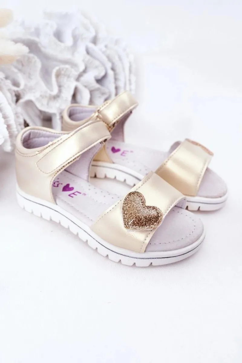 Dziewczęce>Evento Dziecięce Sandałki Na Rzepy Złote Sweetheart