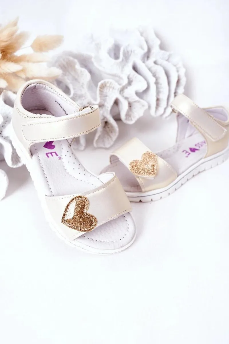 Dziewczęce>Evento Dziecięce Sandałki Na Rzepy Złote Sweetheart