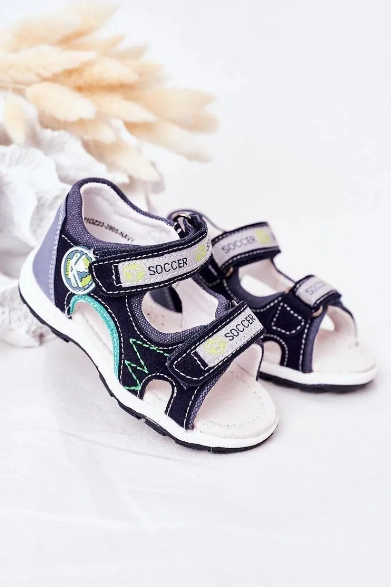 Chłopięce>Evento Dziecięce Sandałki Na Rzepy Granatowe Soccer