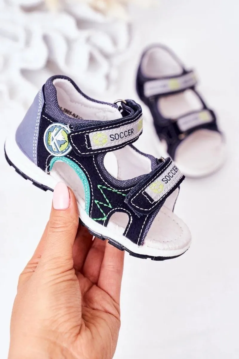Chłopięce>Evento Dziecięce Sandałki Na Rzepy Granatowe Soccer