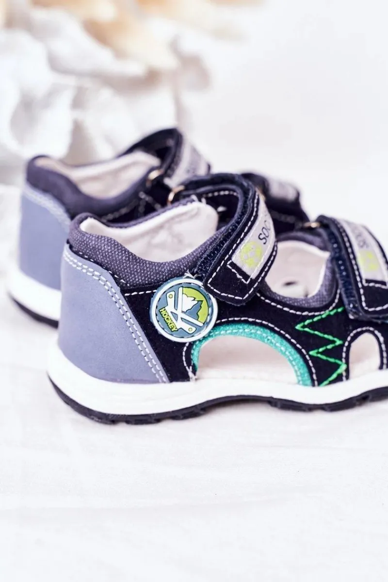 Chłopięce>Evento Dziecięce Sandałki Na Rzepy Granatowe Soccer